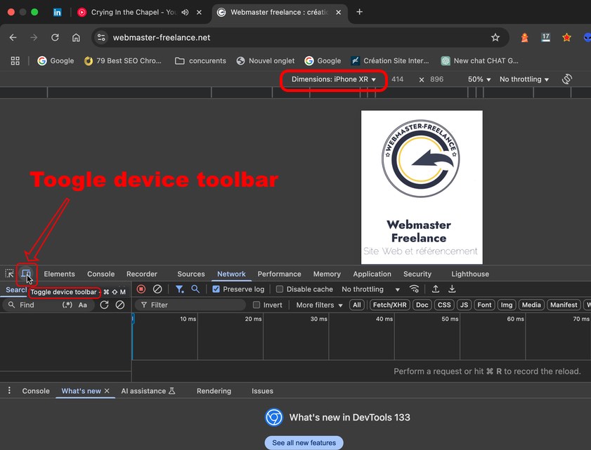 Outil responsive sur Chrome