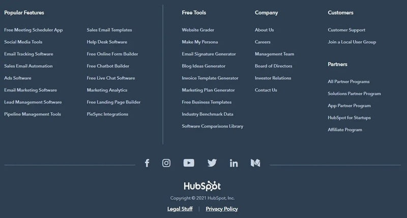 Footer large - pied de page